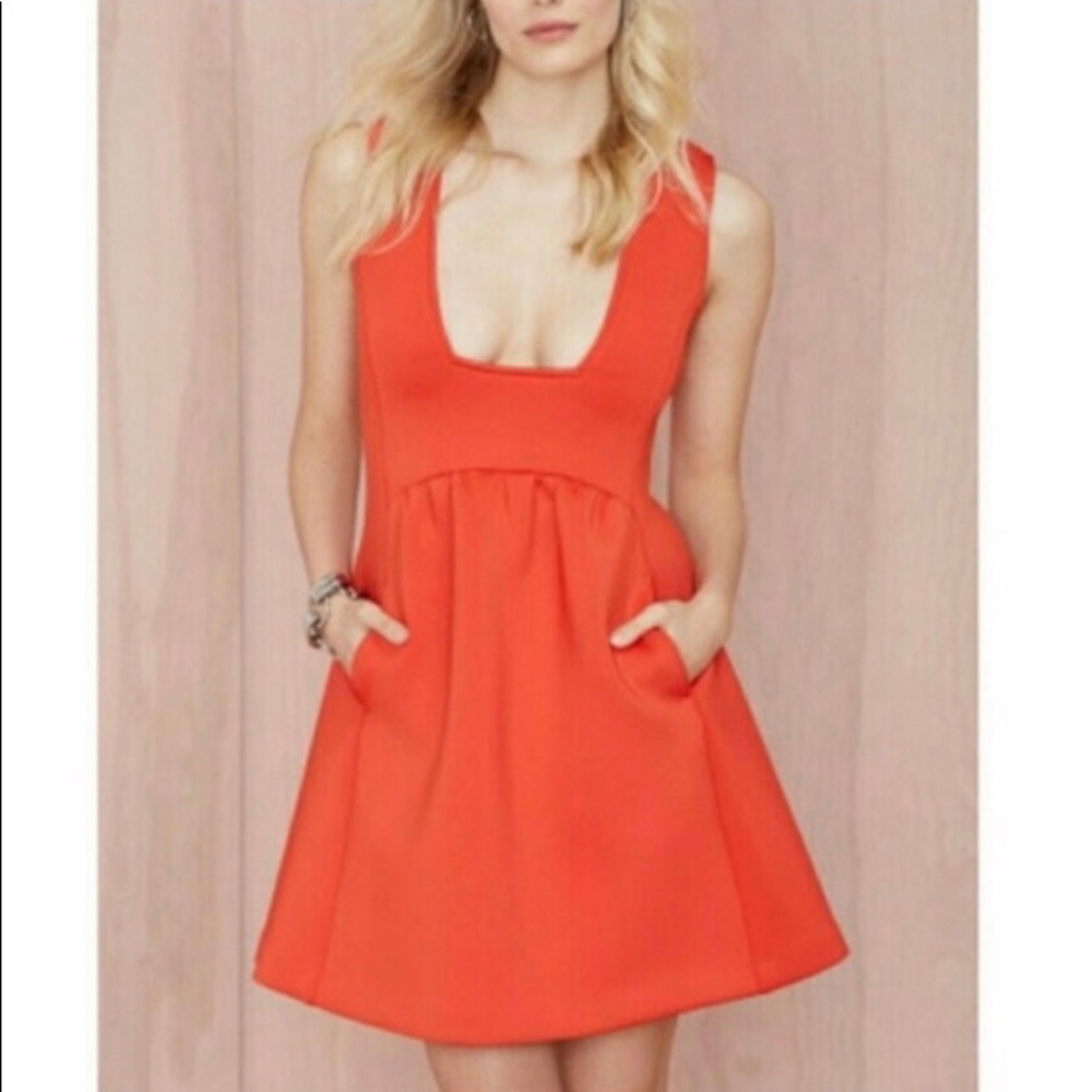 Nasty Gal Orange Neoprene Square Neck Dress